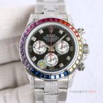 Rolex Daytona Rainbow Stainless Steel Black Face Swiss Replica Watches